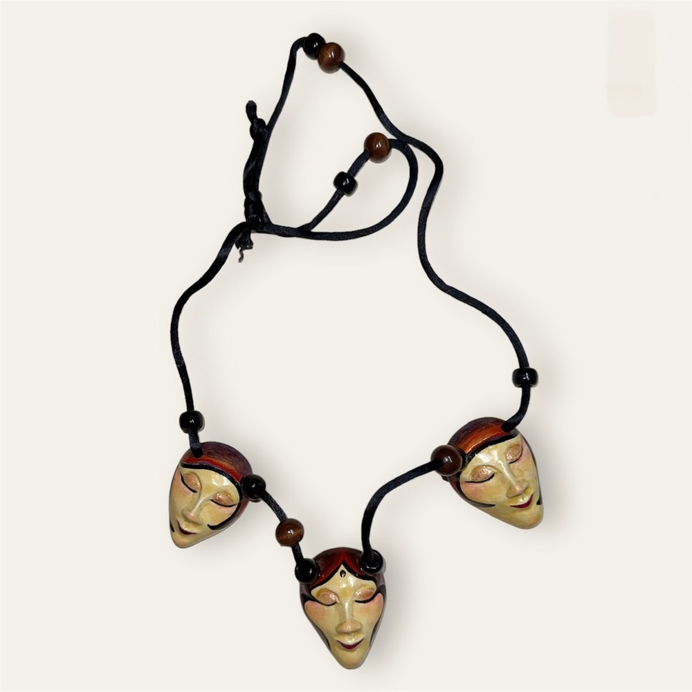 ❤️2/$20 BUNDLE❤️ Funky OOAK Faces Necklace Handmade